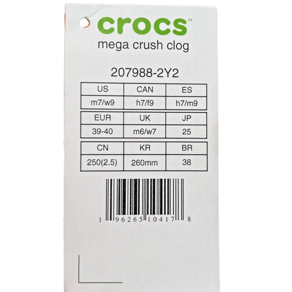 Crocs Women's Mega Crush Chunky Platform Clogs Size 9 Bone Beige Slip-on Sandals
